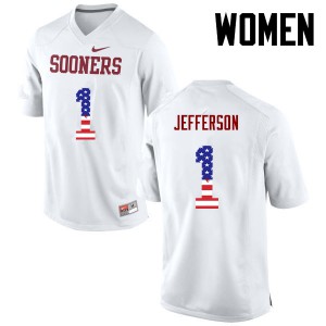 Women Sooners #1 Tony Jefferson White USA Flag Fashion High School Jerseys 362998-361