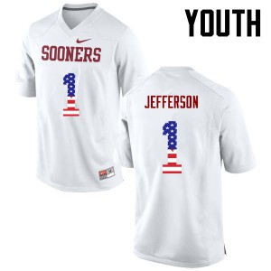Youth OU #1 Tony Jefferson White USA Flag Fashion Football Jersey 501519-352