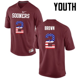 Youth Sooners #2 Tre Brown Crimson USA Flag Fashion NCAA Jersey 678329-545