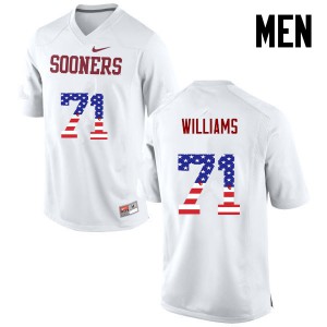 Men OU Sooners #71 Trent Williams White USA Flag Fashion Official Jersey 576641-854
