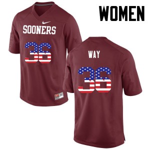 Women's Oklahoma Sooners #36 Tress Way Crimson USA Flag Fashion Stitch Jerseys 529841-814
