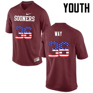 Youth OU Sooners #36 Tress Way Crimson USA Flag Fashion Official Jerseys 184536-747