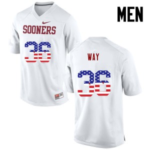 Mens OU Sooners #36 Tress Way White USA Flag Fashion Stitch Jersey 216637-183