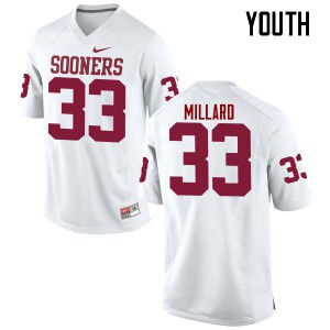 Youth Oklahoma #33 Trey Millard White Game Embroidery Jerseys 290888-540