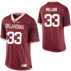 Mens Oklahoma Sooners #33 Trey Millard Crimson Limited Football Jersey 992244-861