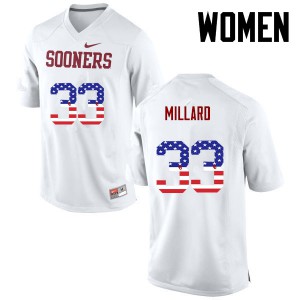 Women OU #33 Trey Millard White USA Flag Fashion High School Jerseys 737133-297