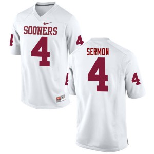 Men's Sooners #4 Trey Sermon White Game Stitched Jerseys 448325-605