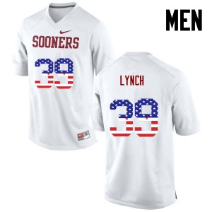 Mens Oklahoma Sooners #39 Tylon Lynch White USA Flag Fashion University Jersey 705843-321