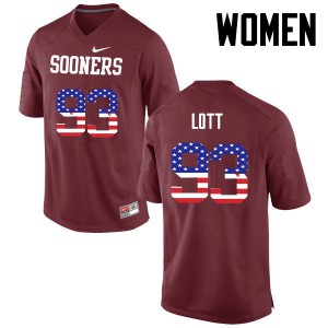Women's Oklahoma Sooners #93 Tyreece Lott Crimson USA Flag Fashion Football Jerseys 683329-803