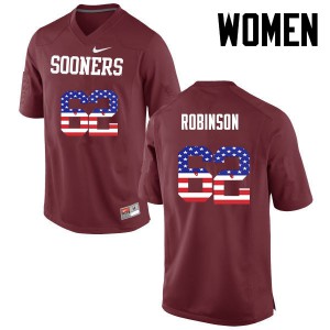 Women's Oklahoma #62 Tyrese Robinson Crimson USA Flag Fashion NCAA Jersey 831524-615