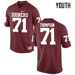 Youth OU Sooners #71 Tyrus Thompson Crimson Game Embroidery Jersey 312771-838