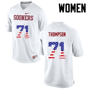 Women's Oklahoma #71 Tyrus Thompson White USA Flag Fashion NCAA Jerseys 258312-447