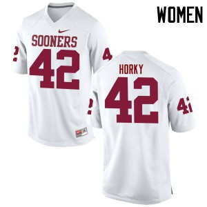 Women OU #42 Wesley Horky White Game High School Jerseys 812167-932
