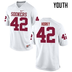 Youth Oklahoma Sooners #42 Wesley Horky White Game Football Jerseys 312575-102
