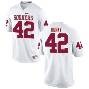 Men's Oklahoma Sooners #42 Wesley Horky White Game University Jerseys 862009-591