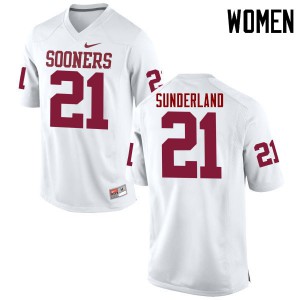 Women OU Sooners #21 Will Sunderland White Game Embroidery Jerseys 952505-804