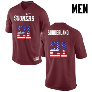 Men OU Sooners #21 Will Sunderland Crimson USA Flag Fashion Official Jersey 179424-296