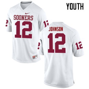 Youth Oklahoma Sooners #12 William Johnson White Game Official Jerseys 453340-824