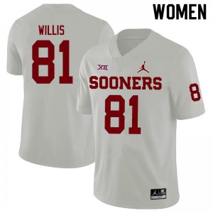 Women's Sooners #81 Brayden Willis White Jordan Brand Official Jerseys 837251-647