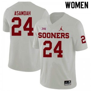 Women OU Sooners #24 Brian Asamoah White Jordan Brand Stitched Jersey 413311-955