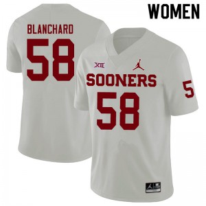 Women's Sooners #58 Caden Blanchard White Jordan Brand Embroidery Jerseys 425847-989