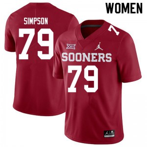 Women OU Sooners #79 Darrell Simpson Crimson Jordan Brand NCAA Jerseys 913672-763