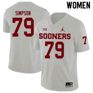 Women's Oklahoma #79 Darrell Simpson White Jordan Brand Stitched Jerseys 664259-974