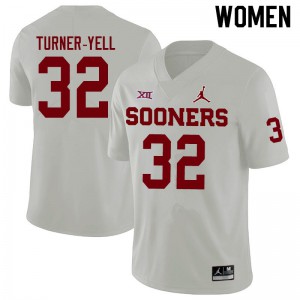 Women's OU #32 Delarrin Turner-Yell White Jordan Brand University Jerseys 447228-345