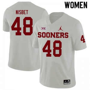 Women's OU Sooners #48 Deuce Nisbet White Jordan Brand College Jersey 856095-373