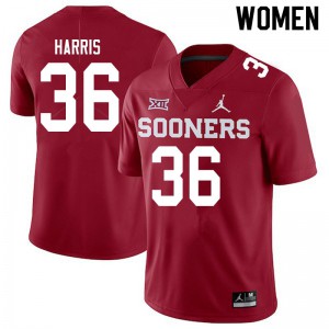 Women's Sooners #36 Isaiah Harris Crimson Jordan Brand College Jersey 970004-836
