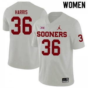 Women Sooners #36 Isaiah Harris White Jordan Brand University Jersey 477476-453