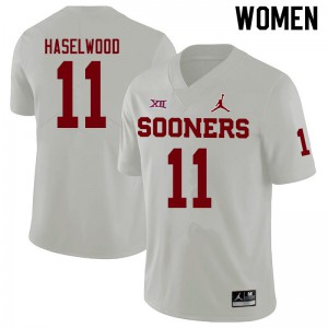 Women Oklahoma Sooners #11 Jadon Haselwood White Jordan Brand Football Jerseys 226659-294