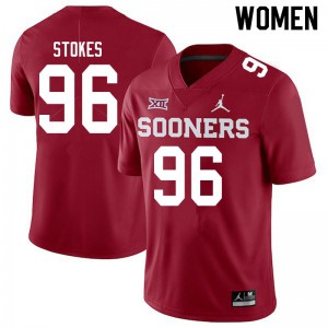 Women Oklahoma #96 LaRon Stokes Crimson Jordan Brand NCAA Jersey 407713-431