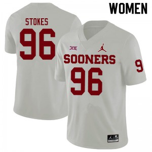 Women's Oklahoma #96 LaRon Stokes White Jordan Brand Official Jersey 554312-288