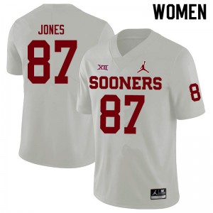 Womens Sooners #87 Spencer Jones White Jordan Brand University Jersey 229386-599