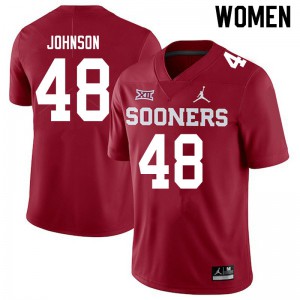 Women's OU Sooners #48 Stephen Johnson Crimson Jordan Brand College Jersey 445758-601
