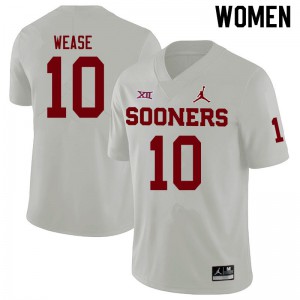 Women Sooners #10 Theo Wease White Jordan Brand NCAA Jerseys 415241-247