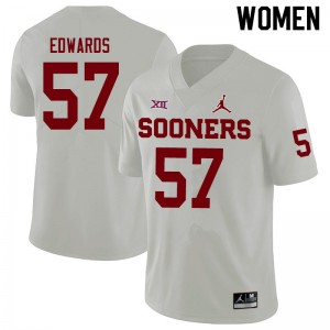 Womens Sooners #57 Zach Edwards White Jordan Brand University Jerseys 667820-735