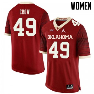 Women Oklahoma #49 Andrew Crow Retro Red Jordan Brand Throwback Stitched Jerseys 832532-415