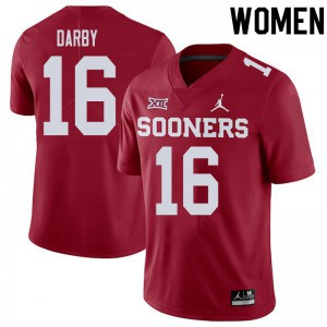 Women Sooners #16 Brian Darby Crimson Alumni Jerseys 742478-737