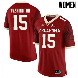 Women's OU Sooners #15 Bryson Washington Retro Red Jordan Brand Throwback University Jersey 758389-829