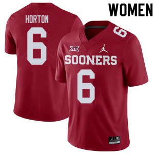Women's Sooners #6 Cade Horton Crimson Football Jersey 775105-824