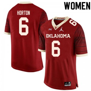 Womens Oklahoma Sooners #6 Cade Horton Retro Red Throwback Player Jersey 239250-562