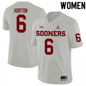Women OU Sooners #6 Cade Horton White Embroidery Jersey 548561-323