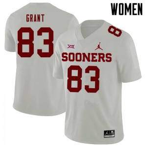 Women's OU Sooners #83 Cason Grant White Jordan Brand Player Jersey 687946-585