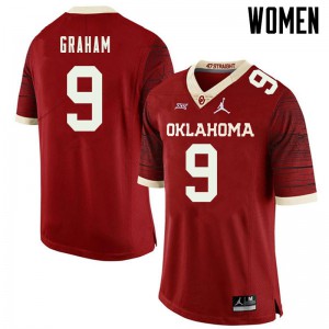 Women OU Sooners #9 D.J. Graham Retro Red Jordan Brand Throwback Football Jersey 614291-897