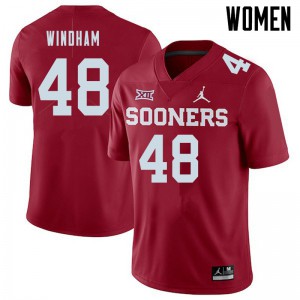 Women's OU Sooners #48 Eric Windham Crimson Jordan Brand College Jersey 829251-628