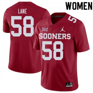 Womens Oklahoma Sooners #58 Ethan Lane Crimson College Jerseys 395860-495