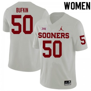 Womens Oklahoma Sooners #50 Hayes Bufkin White Official Jerseys 297697-655