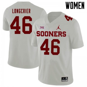 Women's Oklahoma Sooners #46 Hunter Longcrier White Jordan Brand Stitch Jersey 208081-716